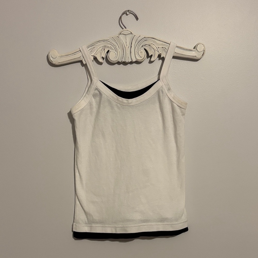 Y2K White Tank Top w/ Double Layer Look